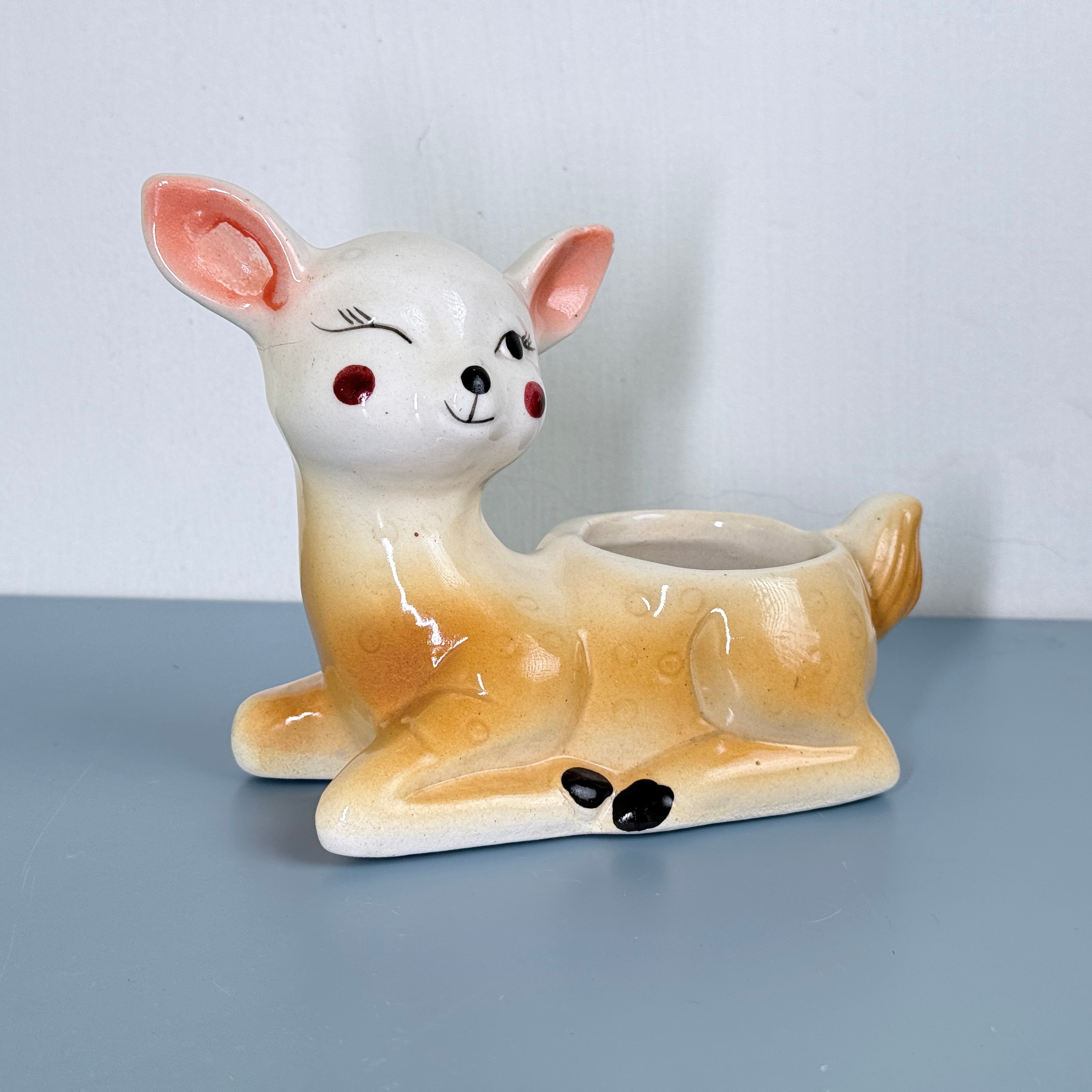 Winking Deer Ceramic Planter Pot 20.3cm – Cute Decorative Indoor Animal Planter
