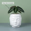 White Buddha Face Ceramic Planter Pot – Artistic Modern Indoor Plant Pot with Drainage Hole