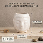 White Buddha Face Ceramic Planter Pot – Artistic Modern Indoor Plant Pot with Drainage Hole