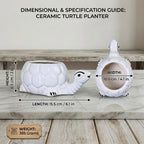 White Turtle Ceramic Planter Pot – Cute Animal Indoor Plant Pot with Drainage Hole