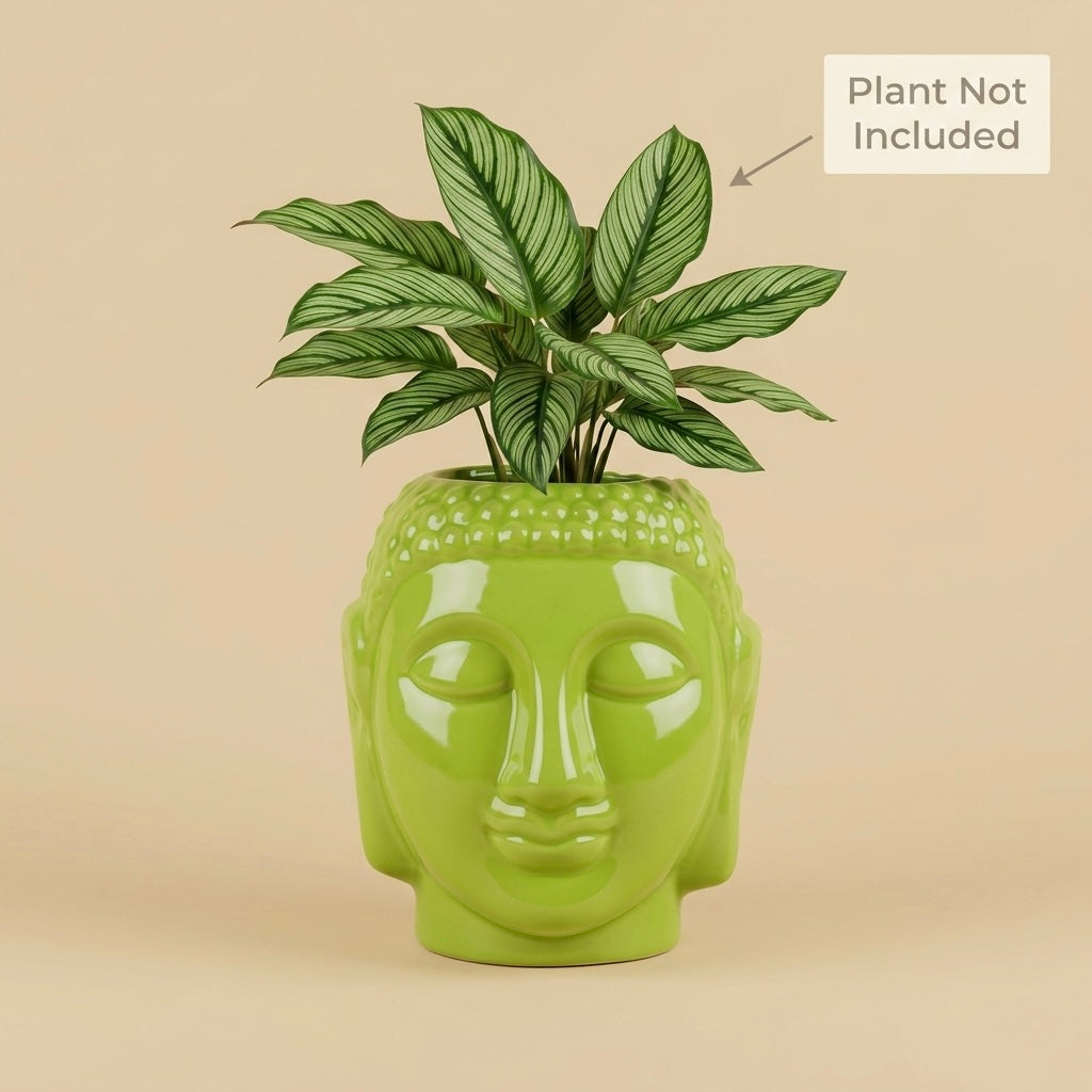 Buddha Face Ceramic Planter Pot – Large Decorative Indoor Plant Pot with Drainage Hole Main image