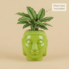 Buddha Face Ceramic Planter Pot – Large Decorative Indoor Plant Pot with Drainage Hole