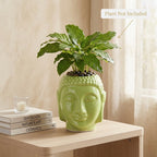 Buddha Face Ceramic Planter Pot – Large Decorative Indoor Plant Pot with Drainage Hole