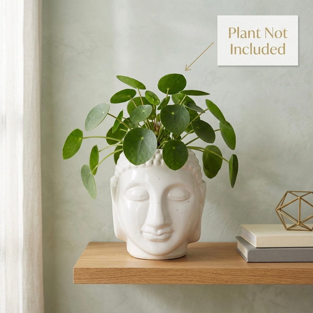 Buddha Face Ceramic Planter Pot – Large Decorative Indoor Plant Pot with Drainage Hole