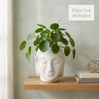 Buddha Face Ceramic Planter Pot – Large Decorative Indoor Plant Pot with Drainage Hole