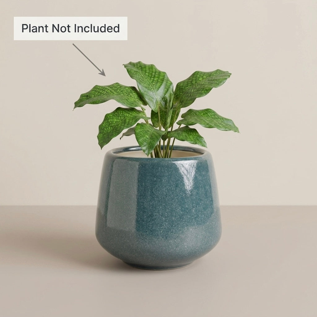 Glossy Round Ceramic Planter Pot – Modern Indoor Plant Pot with Drainage Hole Secondary image
