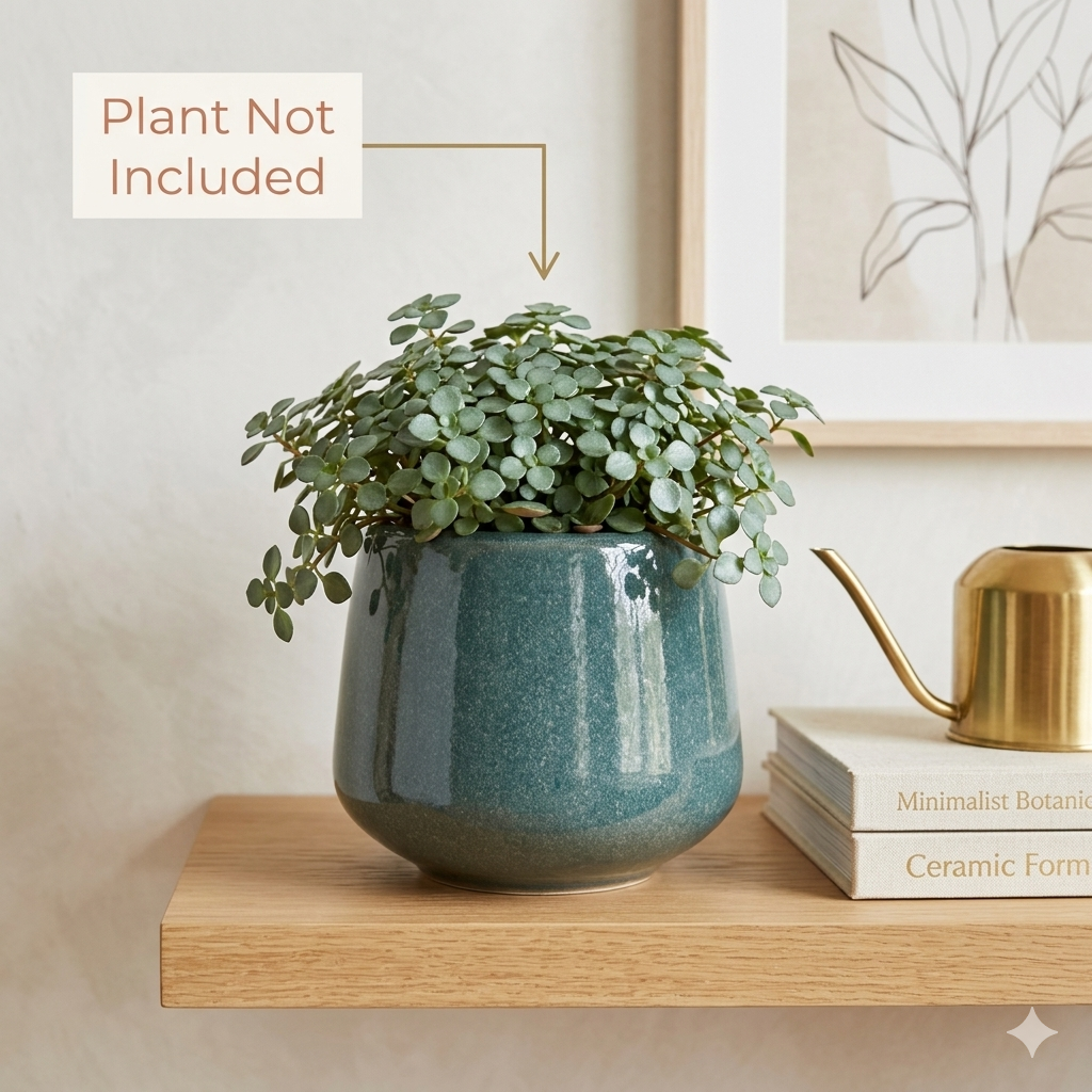 Glossy Round Ceramic Planter Pot – Modern Indoor Plant Pot with Drainage Hole