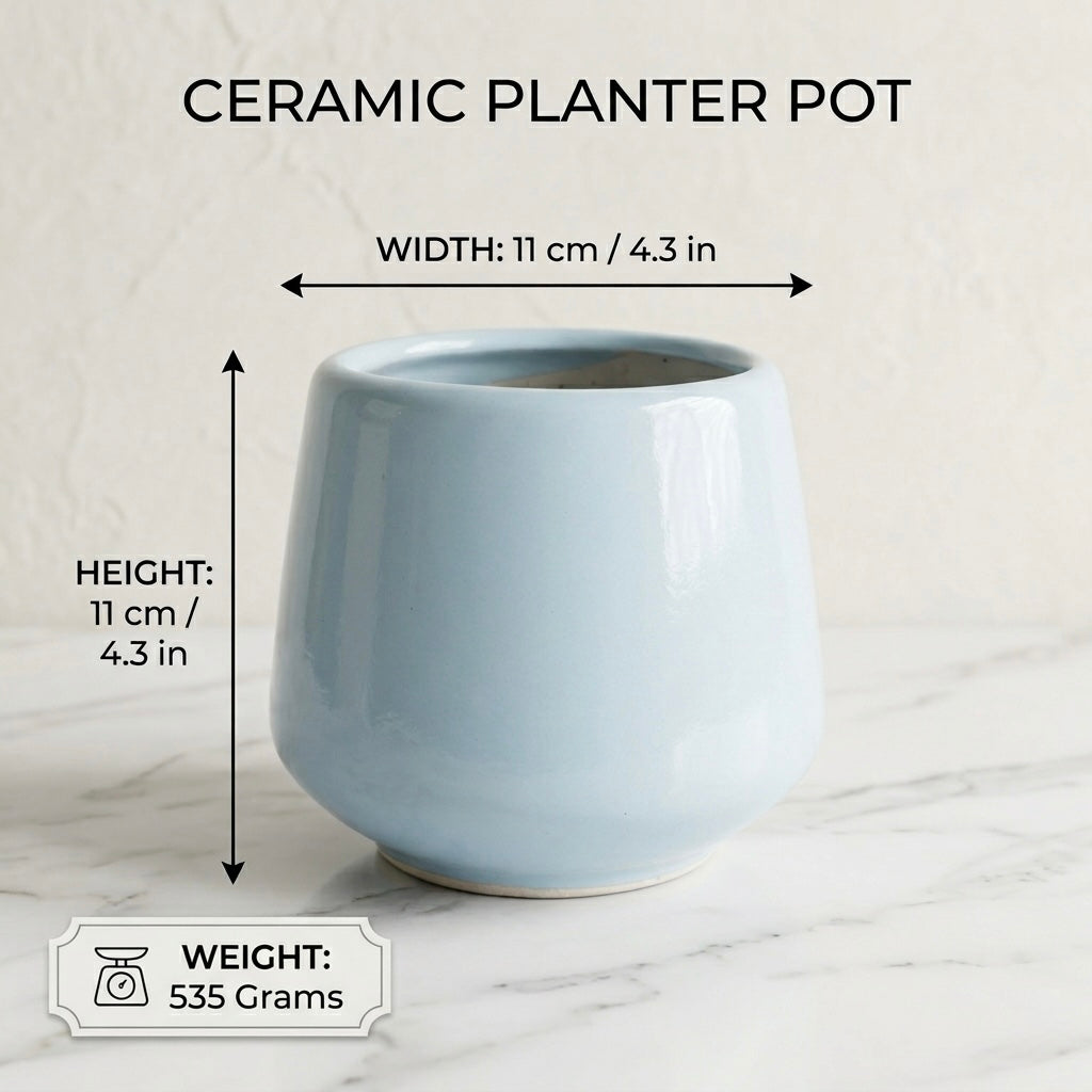 Glossy Round Ceramic Planter Pot – Modern Indoor Plant Pot with Drainage Hole