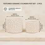 White Textured Ceramic Planter Set of 2 – Modern Indoor Decorative Pots