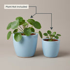 Sky Blue Ceramic Planter Set of 2 – Minimal Indoor Decorative Plant Pots