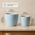 Sky Blue Ceramic Planter Set of 2 – Minimal Indoor Decorative Plant Pots