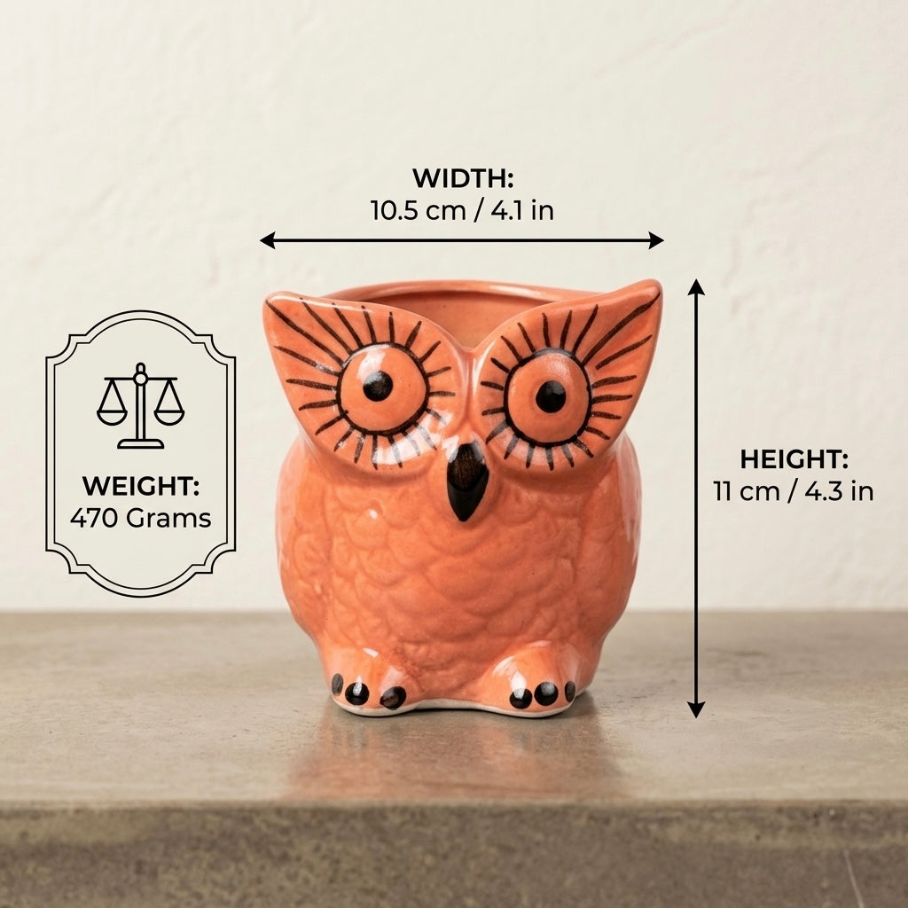 Owl Ceramic Planter Pot 10.5cm – Cute Decorative Indoor Plant Holder