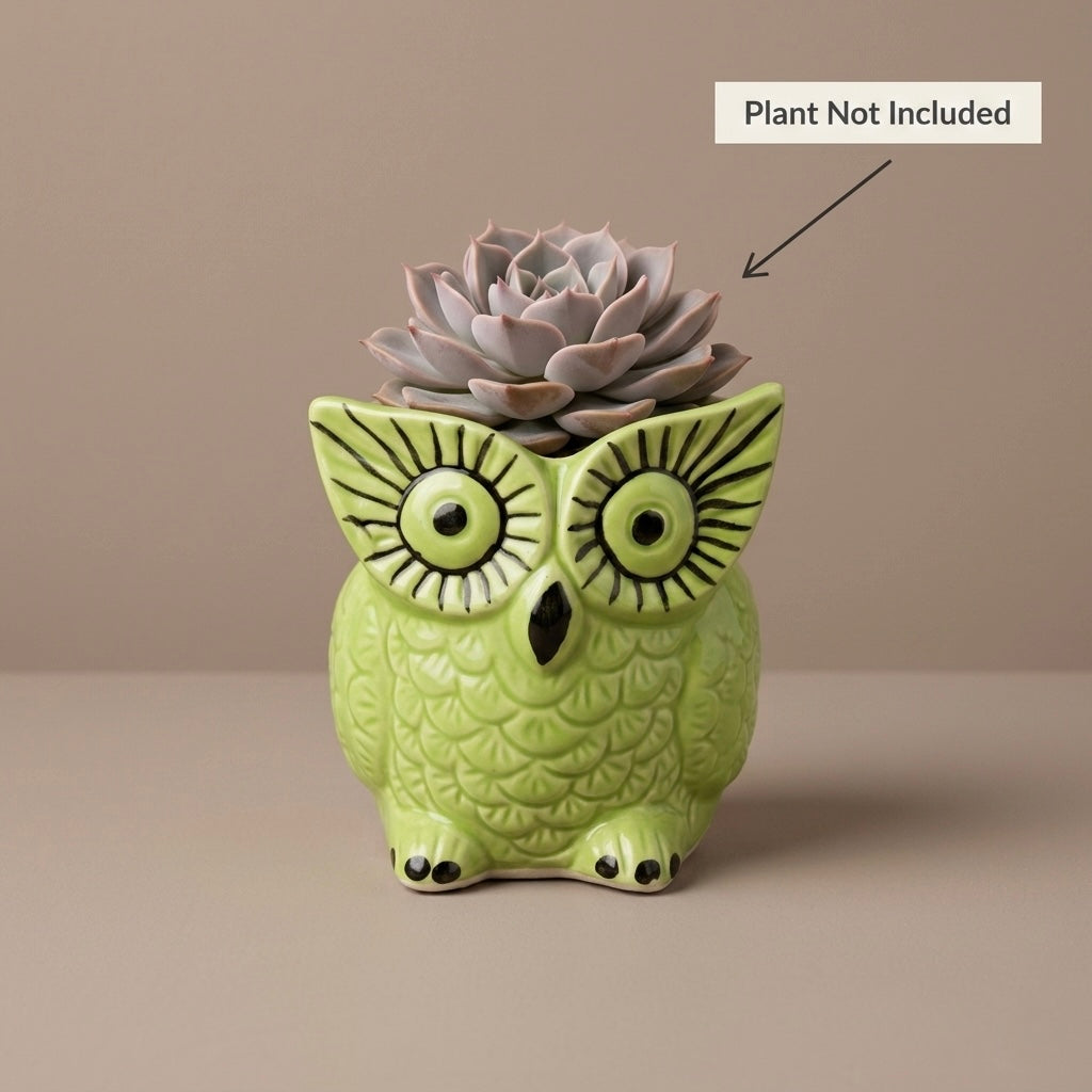 Owl Ceramic Planter Pot 10.5cm – Cute Decorative Indoor Plant Holder