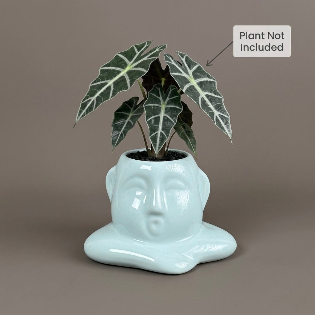 Abstract Face Ceramic Planter Pot 14cm – Modern Artistic Indoor Plant Holder Secondary image