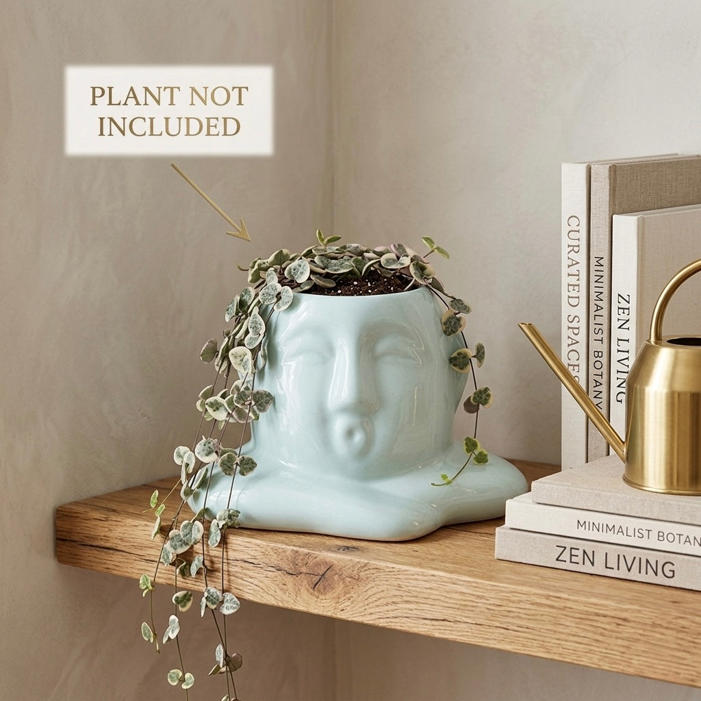 Abstract Face Ceramic Planter Pot 14cm – Modern Artistic Indoor Plant Holder