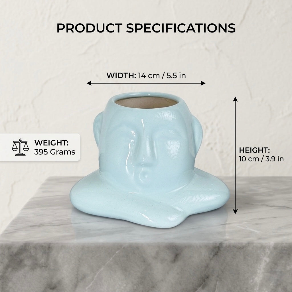 Abstract Face Ceramic Planter Pot 14cm – Modern Artistic Indoor Plant Holder