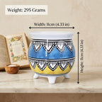 Boho Pattern Ceramic Planter Pot 11cm – Artistic Indoor Plant Holder with Tripod Base
