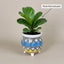 Boho Pattern Ceramic Planter Pot 11cm – Artistic Indoor Plant Holder with Tripod Base