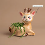 Cute Deer Ceramic Planter Pot 20.5cm – Decorative Indoor Animal Planter