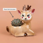 Cute Deer Ceramic Planter Pot 20.5cm – Decorative Indoor Animal Planter