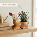 Winking Deer Ceramic Planter Pot 20.3cm – Cute Decorative Indoor Animal Planter