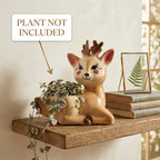 Cute Deer Ceramic Planter Pot 20.5cm – Decorative Indoor Animal Planter