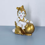 Makhan Chor Bal Krishna Resin Idol – Butter Pot Baby Krishna Décor Statue