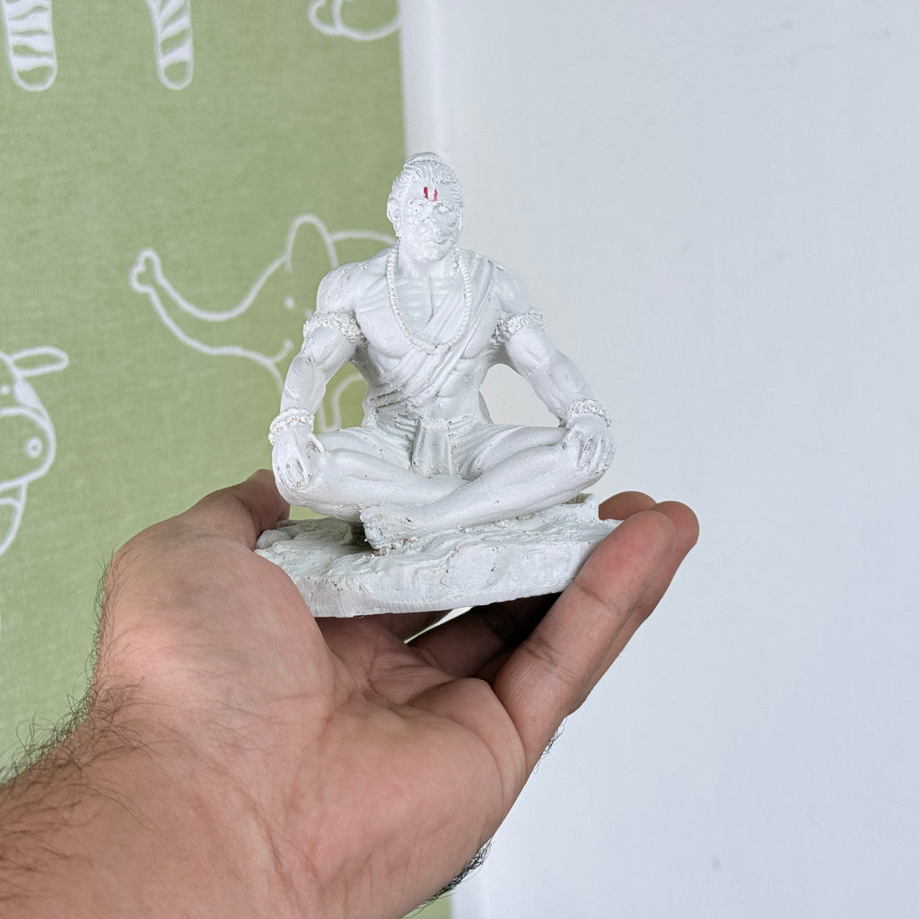 Lord Hanuman Meditation Resin Idol (Black & White) – Calm Spiritual Décor Statue
