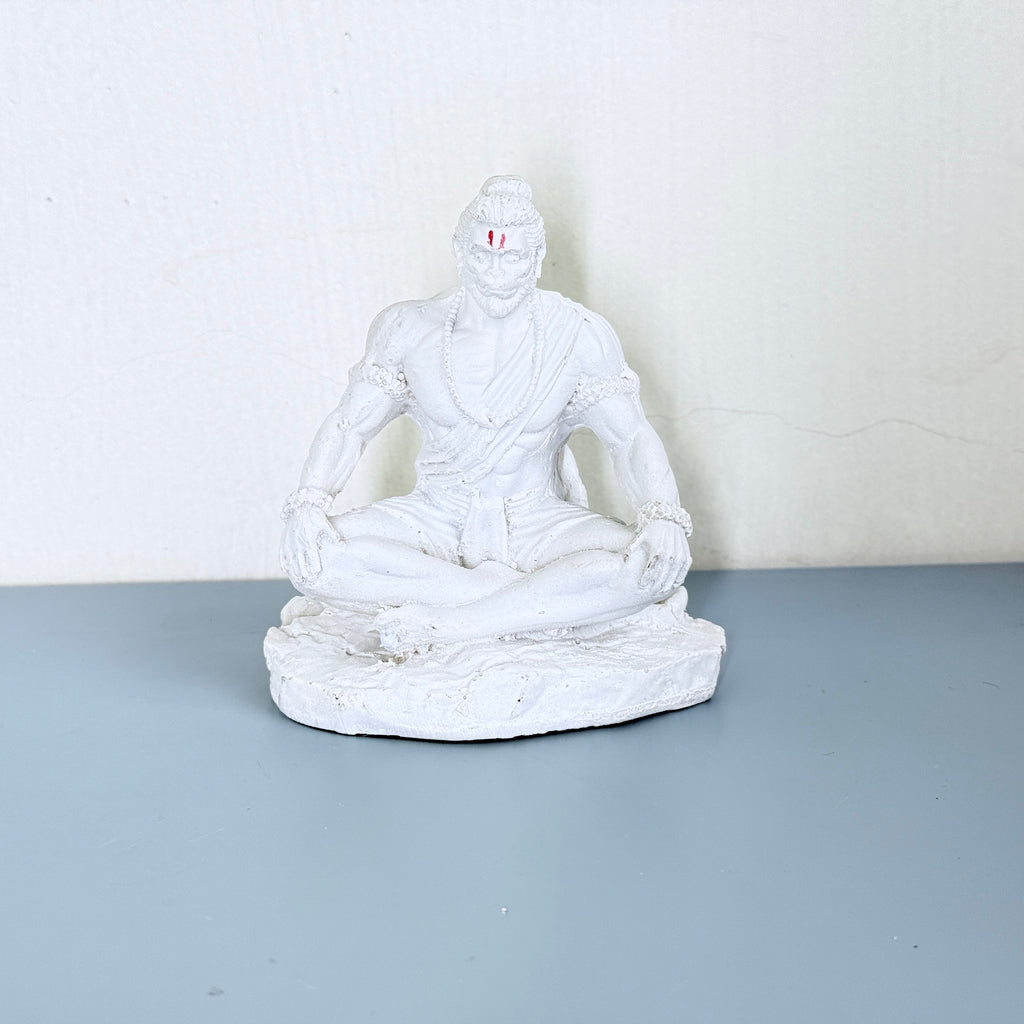 Lord Hanuman Meditation Resin Idol (Black & White) – Calm Spiritual Décor Statue