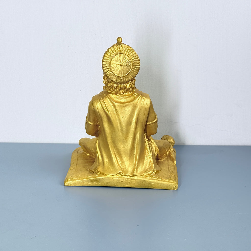 Lord Hanuman Gold Meditation Resin Idol – Large Premium Spiritual Temple Statue