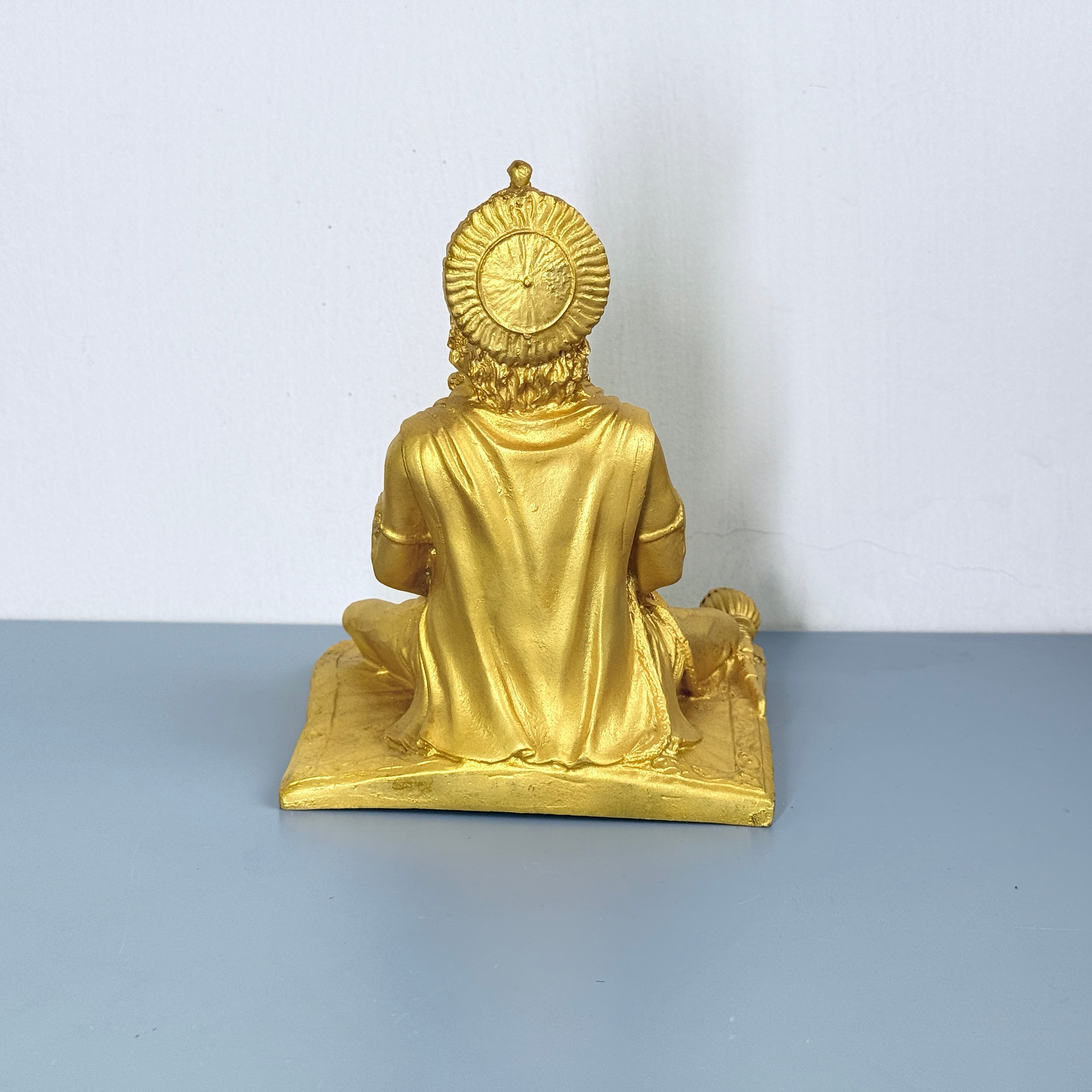 Lord Hanuman Gold Meditation Resin Idol – Large Premium Spiritual Temple Statue