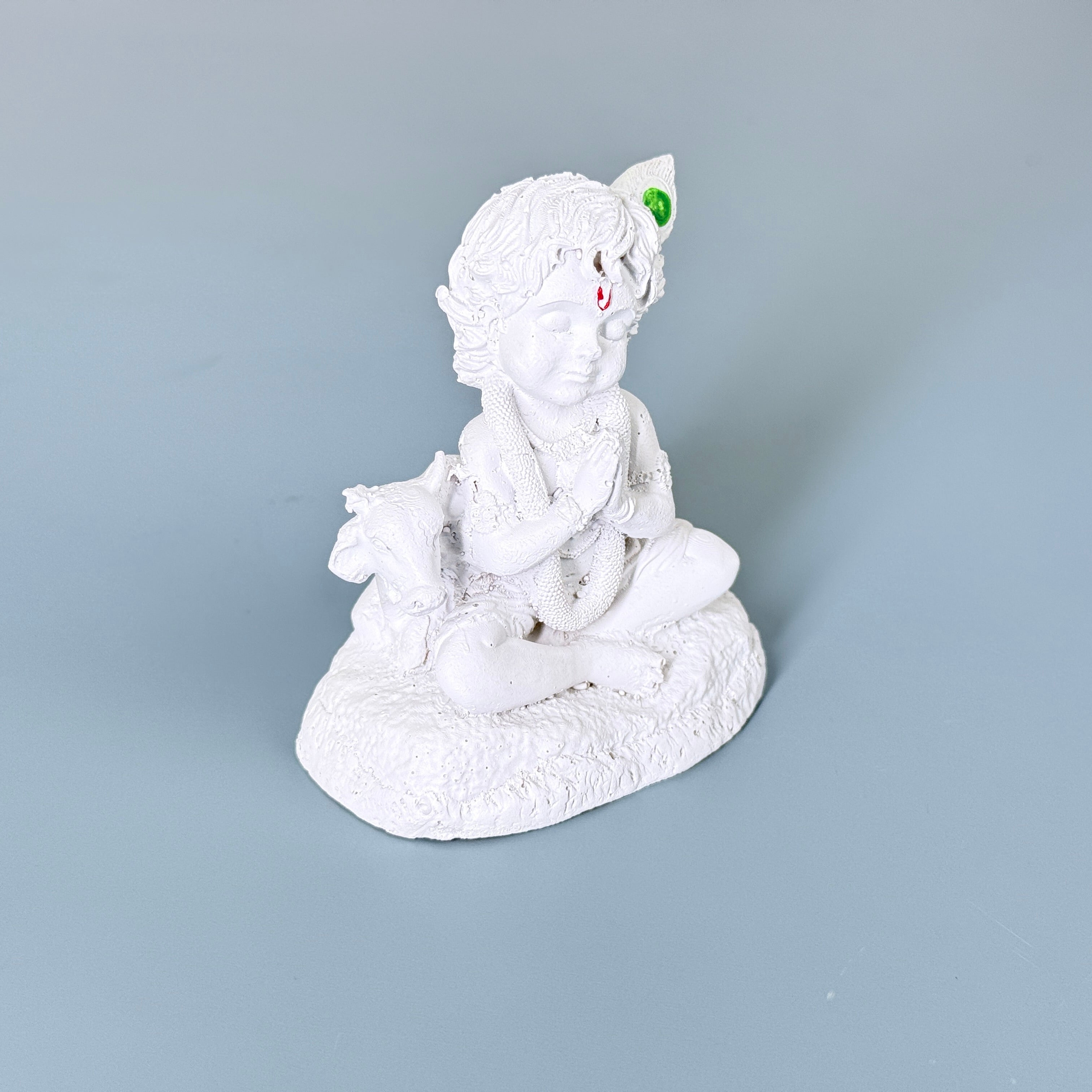 Bal Krishna Namaste Resin Idol (White & Gold) – Cute Baby Krishna Décor Statue