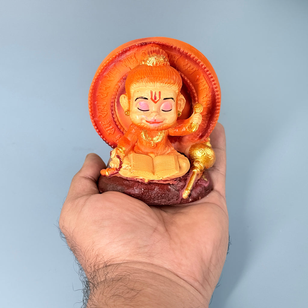 Cute Lord Hanuman Reading Book Resin Idol – Devotional Home Décor Statue