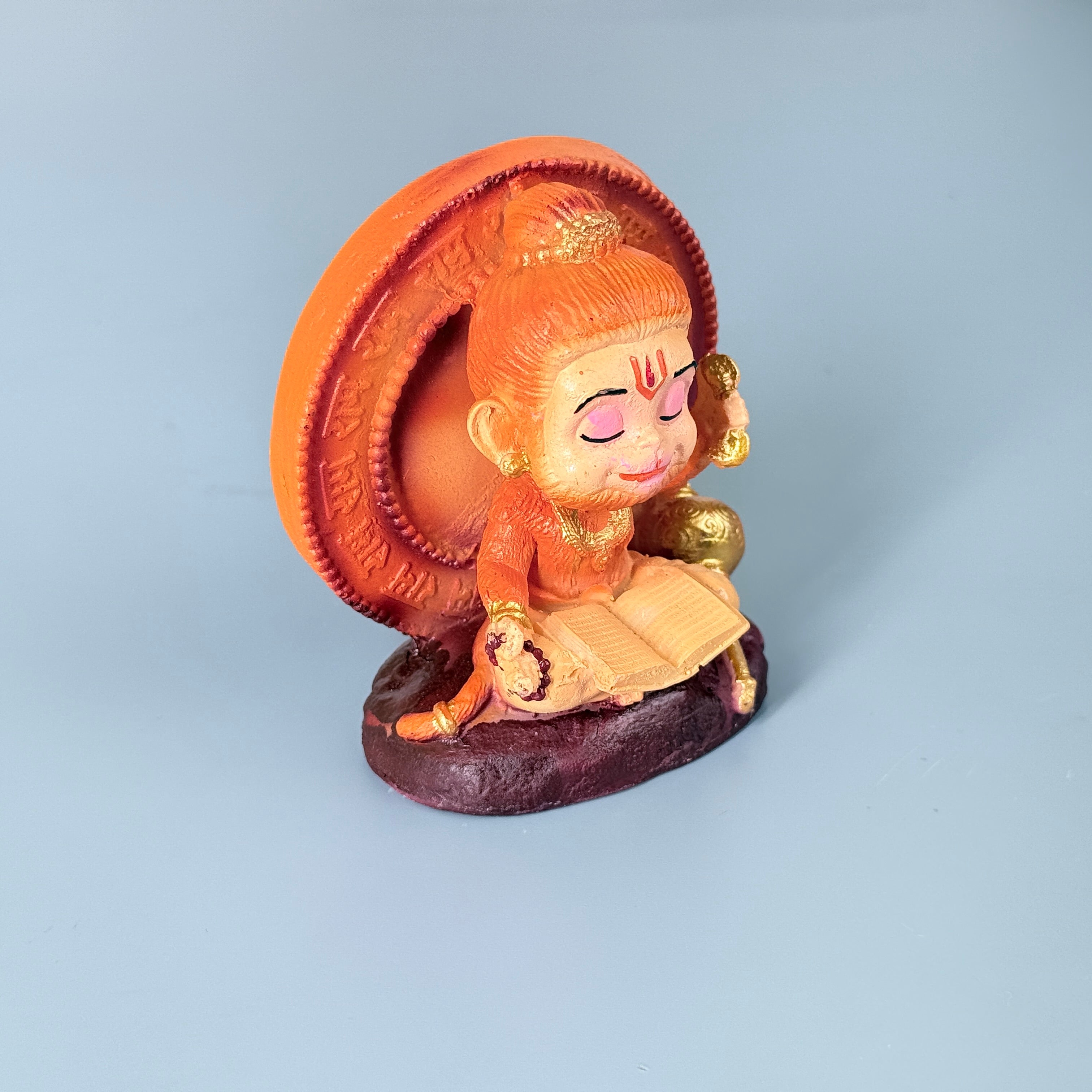 Cute Lord Hanuman Reading Book Resin Idol – Devotional Home Décor Statue