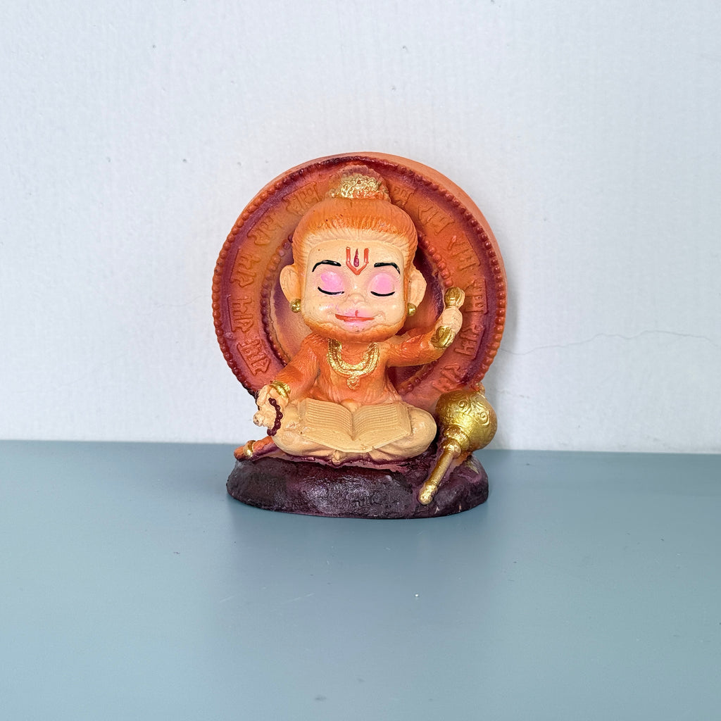 Cute Lord Hanuman Reading Book Resin Idol – Devotional Home Décor Statue
