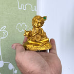 Bal Krishna Namaste Resin Idol (White & Gold) – Cute Baby Krishna Décor Statue