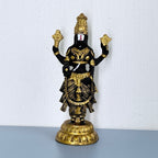 Lord Balaji Venkateswara Gold & Black Resin Idol – Compact Divine Temple Statue