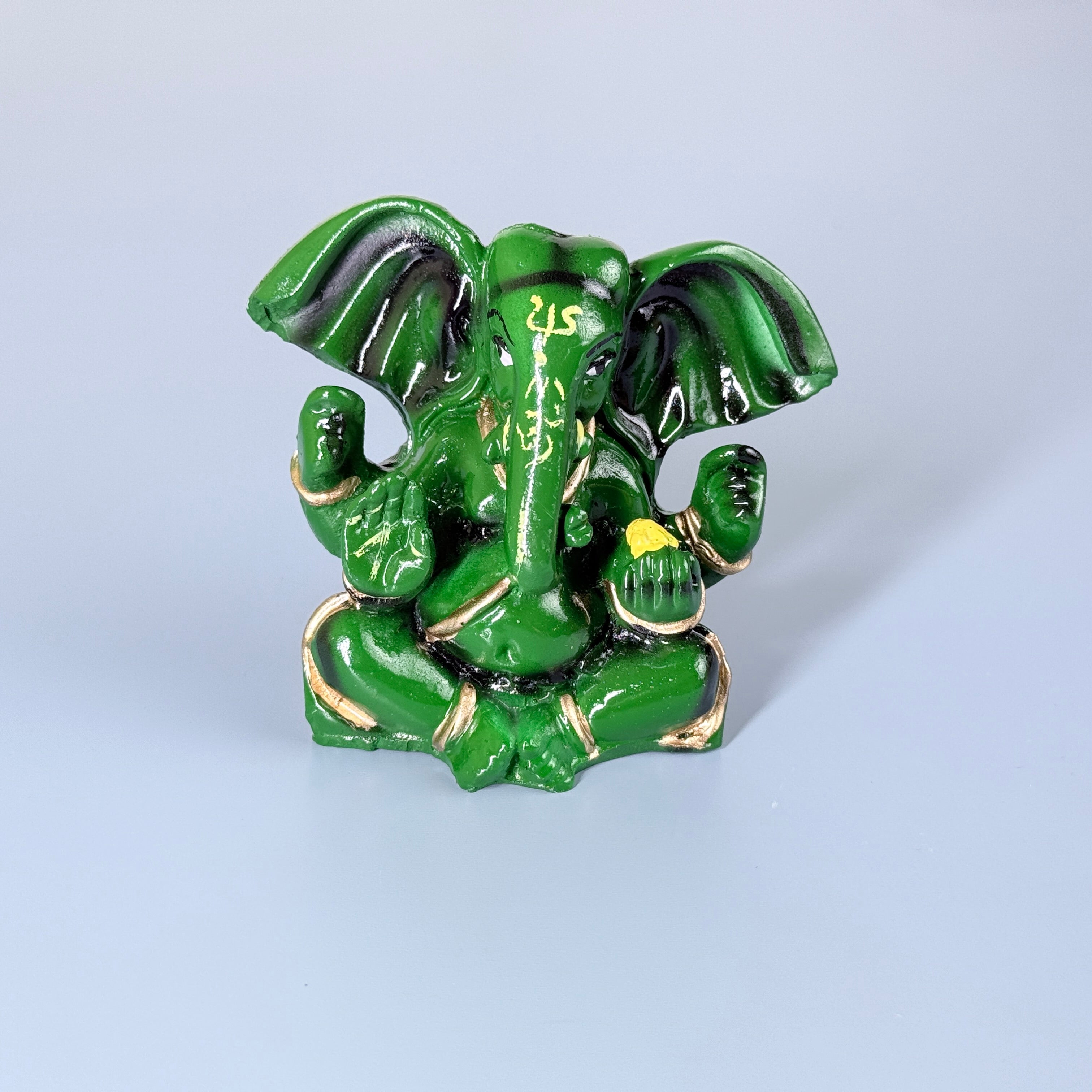 Green Lord Ganesha Resin Idol – Small Ganpati Statue for Home Temple & Décor