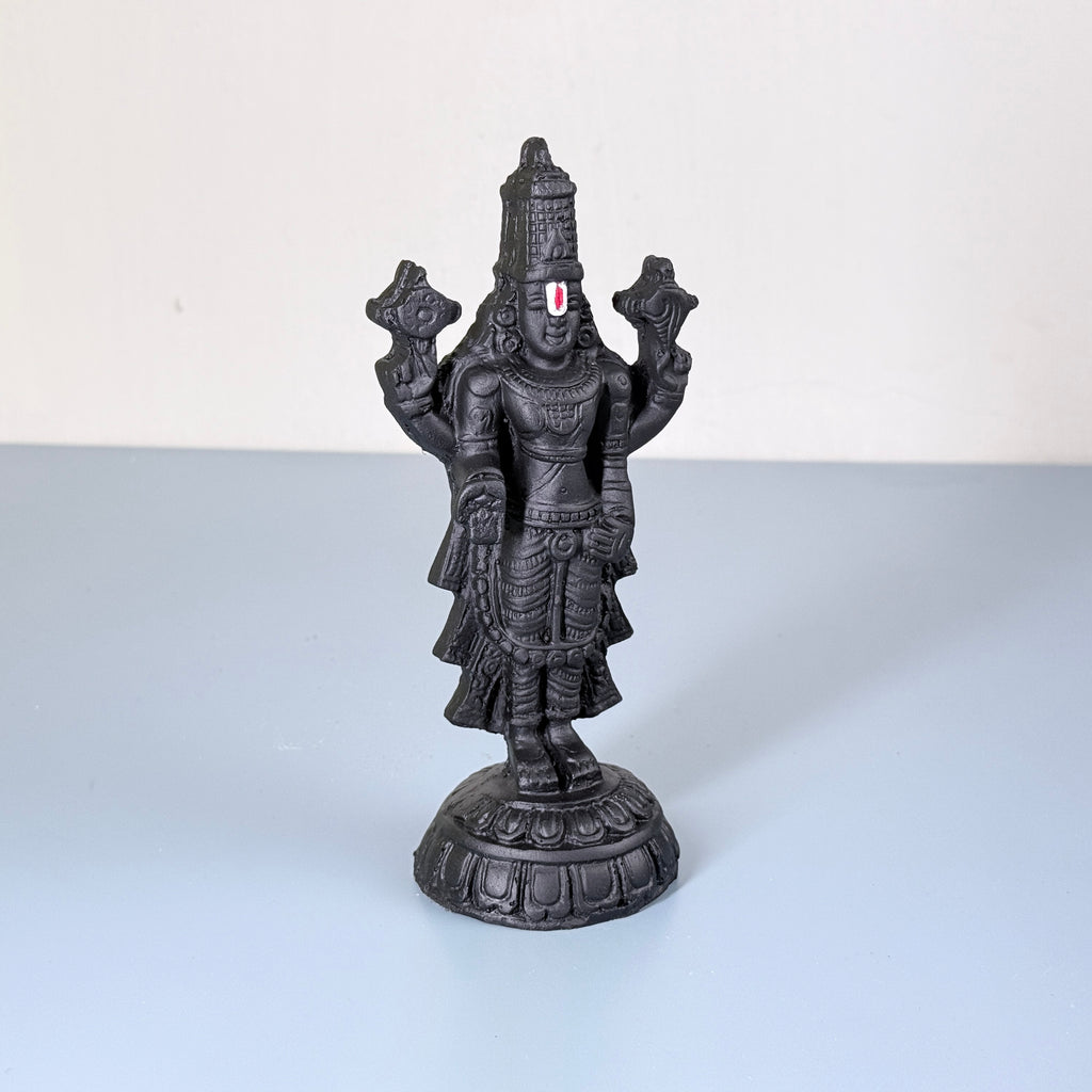 Lord Balaji Venkateswara Resin Idol – Black Finish Divine Home Temple Statue