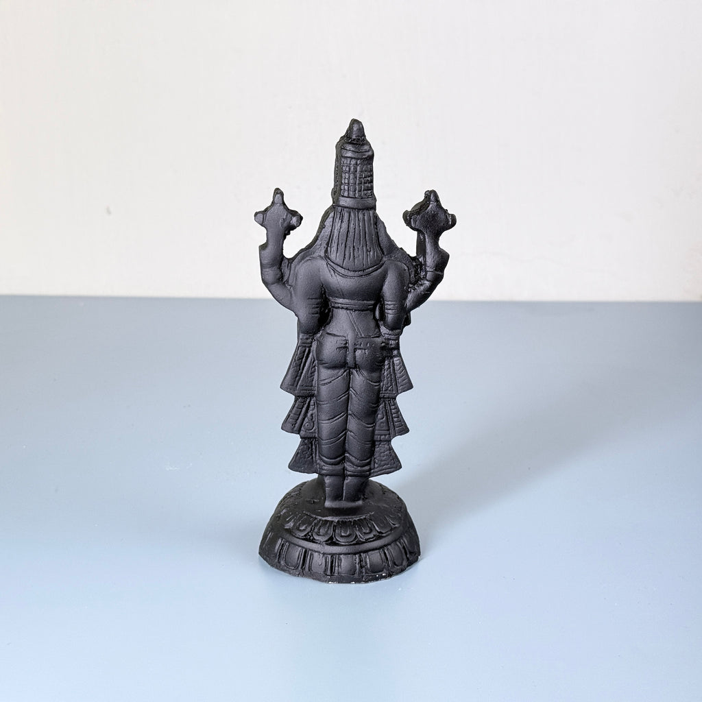 Lord Balaji Venkateswara Resin Idol – Black Finish Divine Home Temple Statue