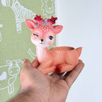 Cute Pink Deer Resin Planter Pot – Mini Floral Animal Decorative Succulent Holder