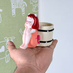 Cute Angel Girl Resin Planter Pot with Barrel – Mini Decorative Succulent Holder