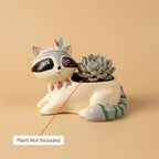 Cute Raccoon Tribal Resin Planter Pot – Mini Animal Decorative Desk Plant Holder