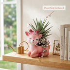 Cute Pink Deer Resin Planter Pot – Mini Floral Animal Decorative Succulent Holder