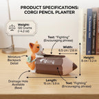Cute Corgi Pencil Resin Planter Pot – Mini Cartoon Desk Decorative Succulent Holder