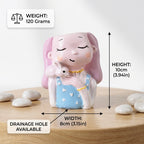 Cute Girl with Rabbit Resin Planter Pot – Aesthetic Mini Decorative Succulent Holder