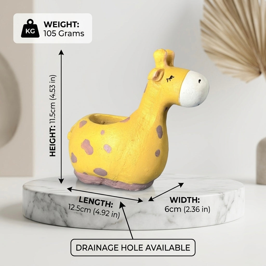 Cute Giraffe Resin Planter Pot – Yellow Animal Mini Succulent Holder