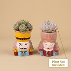 King & Queen Resin Planter Set – Cute Couple Mini Succulent Pots (Set)
