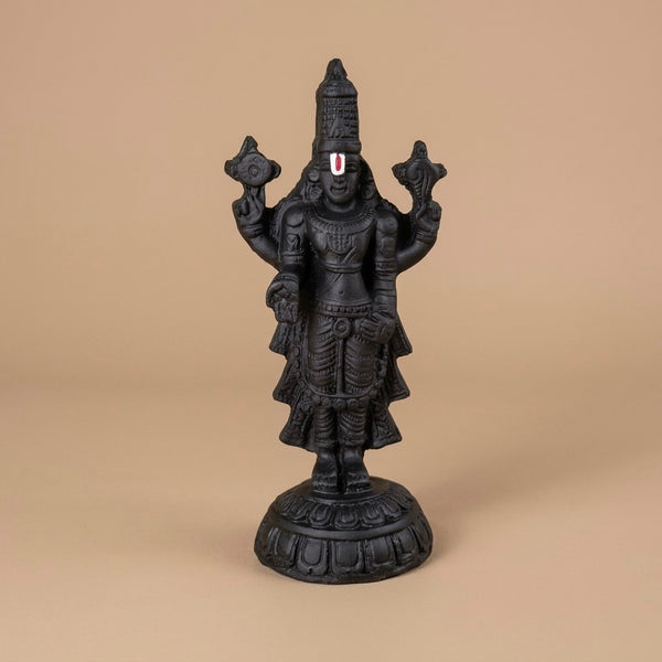 Lord Balaji Venkateswara Resin Idol – Black Finish Divine Home Temple Statue