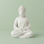 White Buddha Meditation Resin Idol – Peaceful Sitting Statue for Home Décor